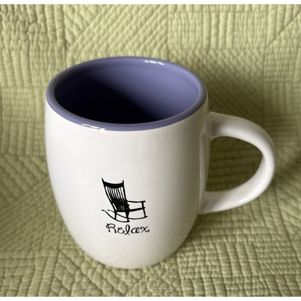 "Relax" Hausenware Rocking Chair Coffee Mug Purple Interior Ceramic Cup
